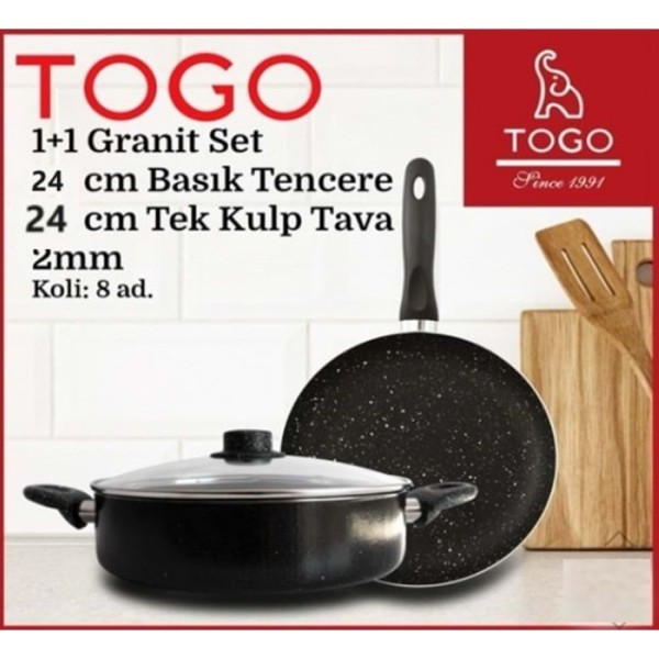 TOGO 259 GRANİT 24CM BASIK 2'Lİ TAVA SET