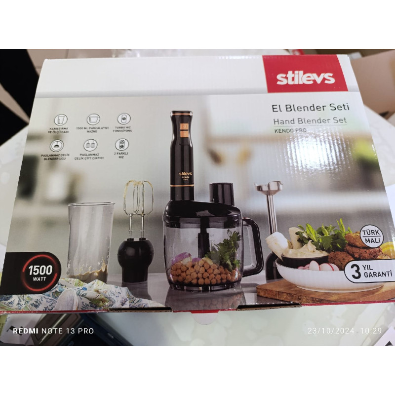 STİLEVS KENDO PRO EL BLENDER SETİ SİYAH BALIR 1500W