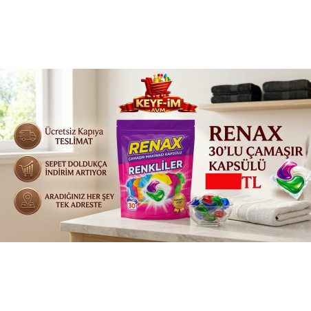 RENAX ÇAMAŞIR MAKİNASI KAPSÜLÜ 30 LU RENKLİLER
