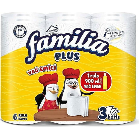 FAMİLİA PLUS YAĞ EMİCİ 6 LI HAVLU