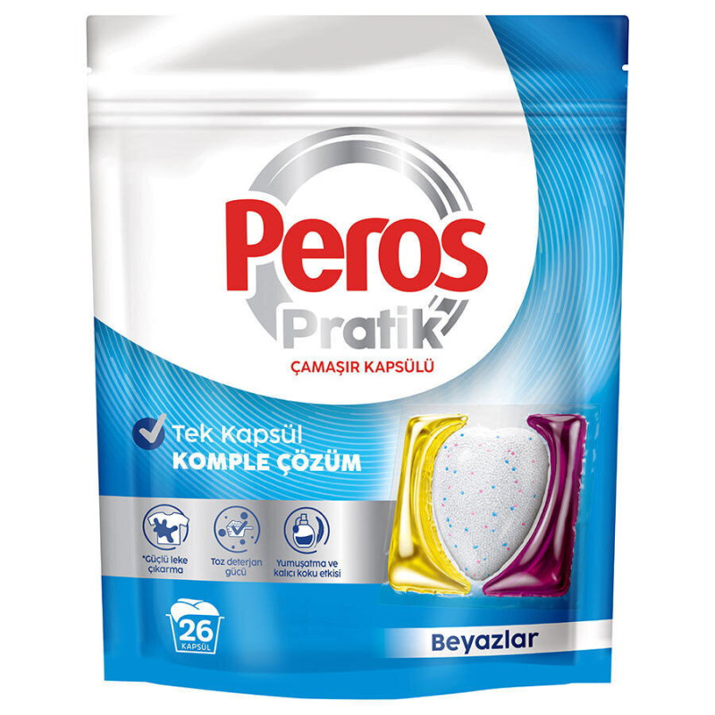 PEROS PRATİK ÇAMAŞIR KAPSÜLÜ BEYAZ 26 ADET