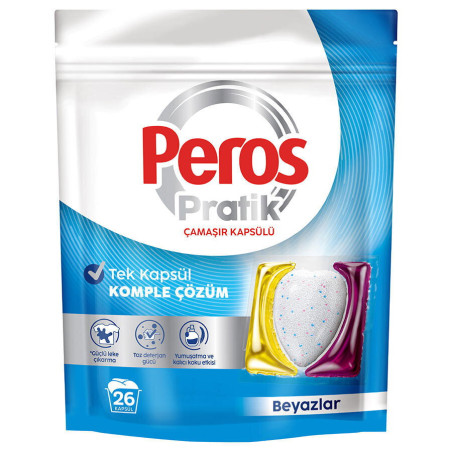 PEROS PRATİK ÇAMAŞIR KAPSÜLÜ BEYAZ 26 ADET