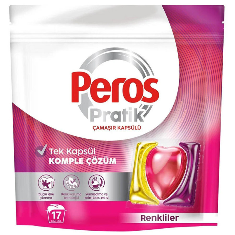 PEROS PRATİK ÇAMAŞIR KAPSÜLÜ RENKLİ 17 ADET